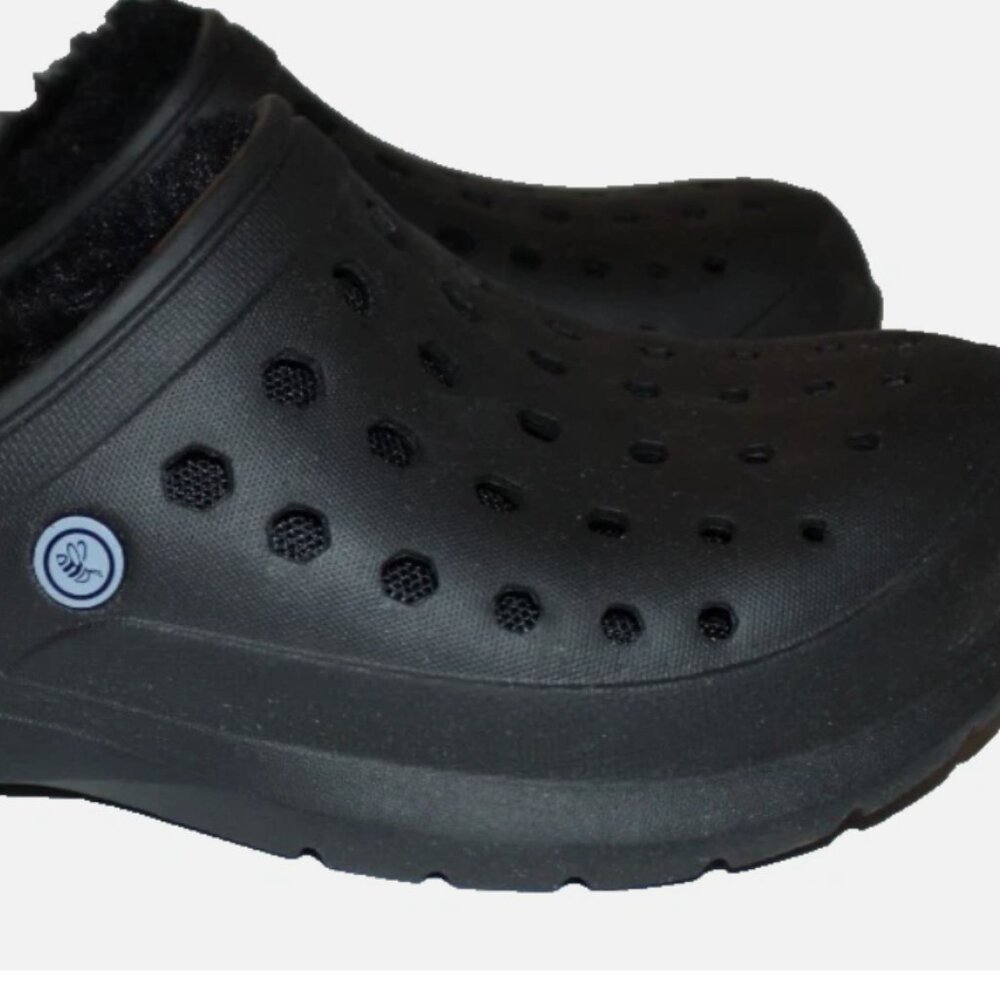 Black Fleece Lined Rubber Comfort Clogs Women's Size 7 Shoes Mules Joybees